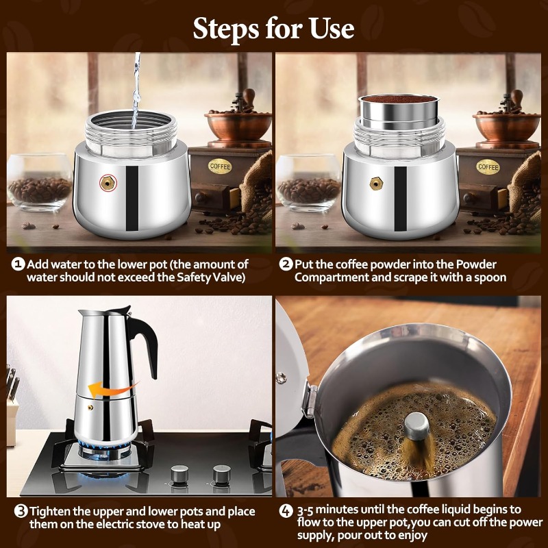 6 Cup Mocha Pot Stainless Stee - đánh giá và giá Coffee Equipment Wholesale